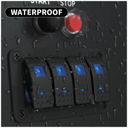 Exotronic - 12/24V - 4x LED Rocker Marine Switch Panel
