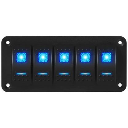 Exotronic - 12/24V - 5x LED Rocker Marine Switch Panel