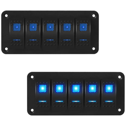 Exotronic - 12/24V - 5x LED Rocker Marine Switch Panel