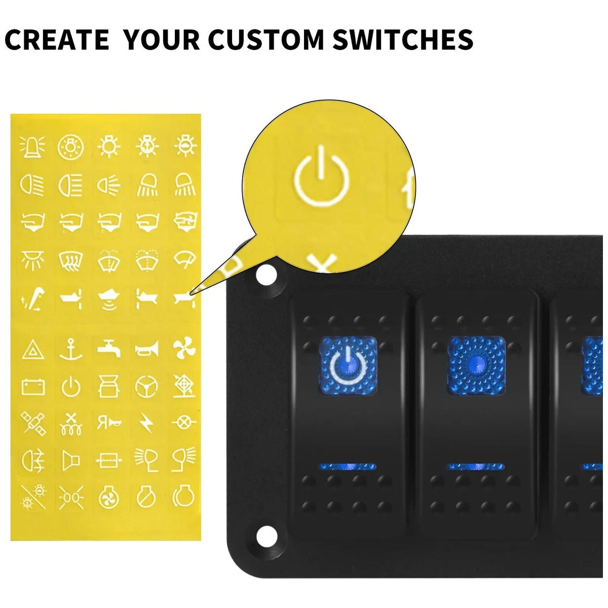 Exotronic - 12/24V - 5x LED Rocker Marine Switch Panel