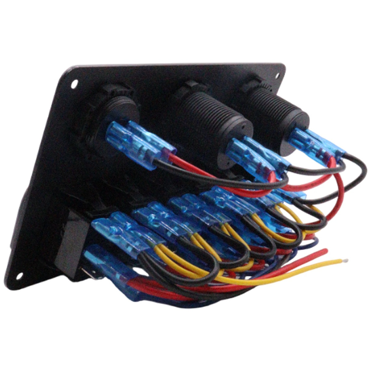 Exotronic - 12/24V - 6x LED Rocker, Voltmeter, Cigarette Lighter, Dual USB Socket Marine Switch Panel