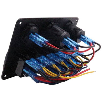 Exotronic - 12/24V - 6x LED Rocker, Voltmeter, Cigarette Lighter, Dual USB Socket Marine Switch Panel