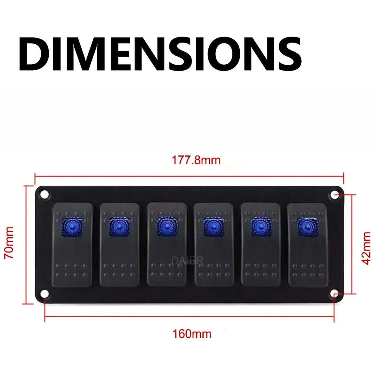 Exotronic - 12/24V - 6x LED Rocker Marine Switch Panel