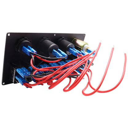 Exotronic - 12/24V - 8x LED Rocker, Voltmeter, Dual Cigarette Lighter, Dual USB Socket Marine Switch Panel