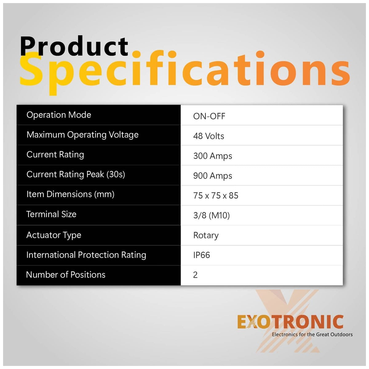 Exotronic - 300A - Red On Off Battery Switch