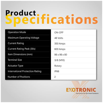 Exotronic - 350A - Red On Off Battery Switch