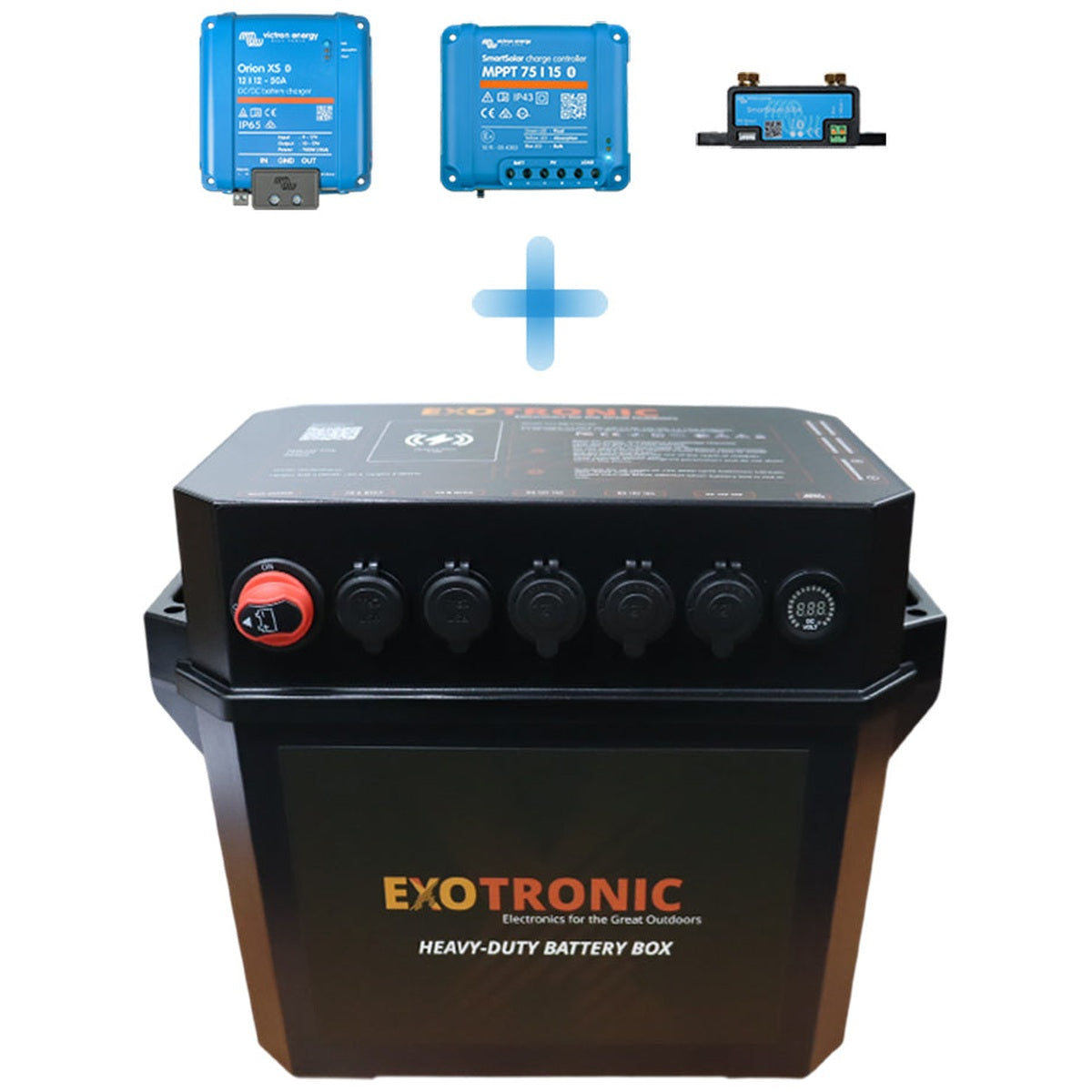 Exotronic/Victron - 12V - SmartSolar + DC/DC + SmartShunt - Pre-Wired Battery Box - No Battery