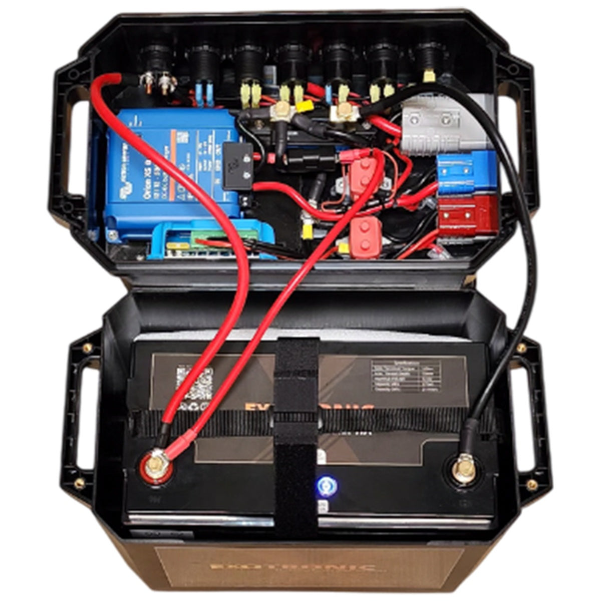 Exotronic/Victron - 12V - 180AH - Lithium Battery - SmartSolar + DC/DC + SmartShunt - Pre-Wired Battery Box