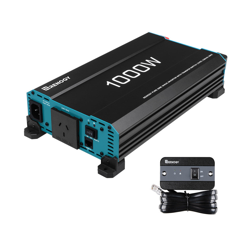 Renogy - 12V - 1000W - Pure Sine Wave Inverter with UPS Transfer Switch