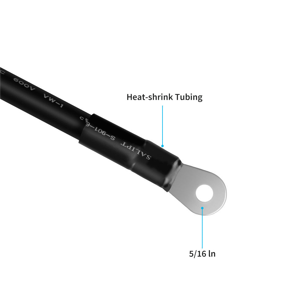 Renogy - 1AWG - 12in - Copper Battery Interconnect Cable for 5/16 in Lugs