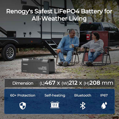 Renogy - 12V - 200AH - Pro Smart LiFePO4 Battery with Bluetooth & Self-Heating