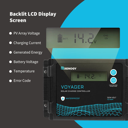 Renogy - 12/24V - 10A - Voyager PWM Waterproof Solar Charge Controller