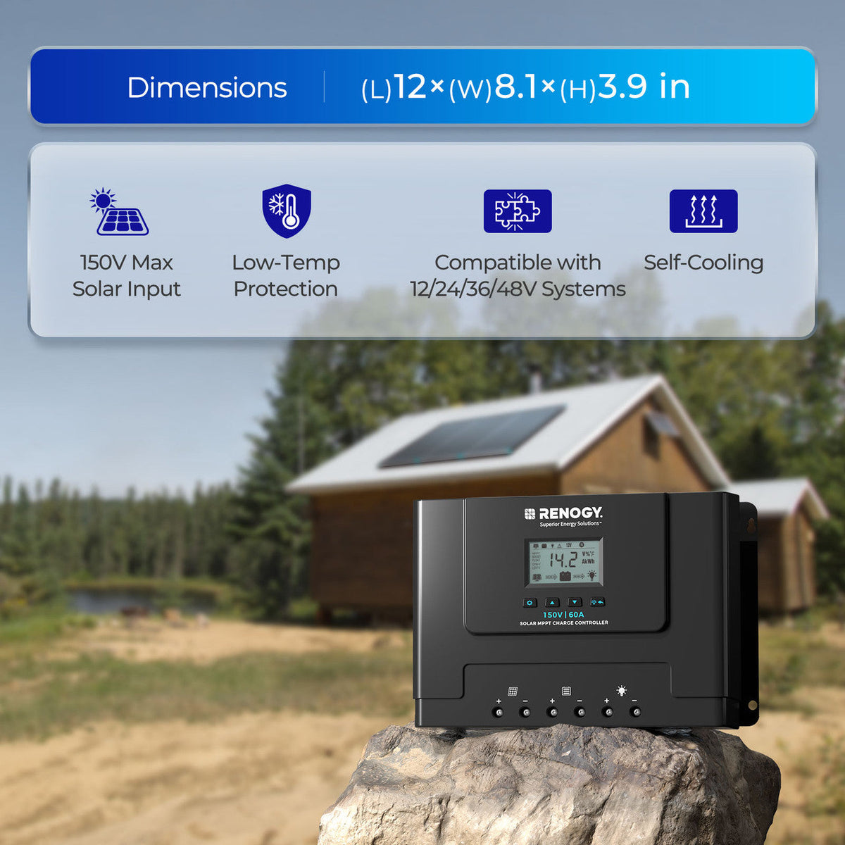 Renogy - 12/24/36/48V - 60A - Rover Lite MPPT Solar Charge Controller