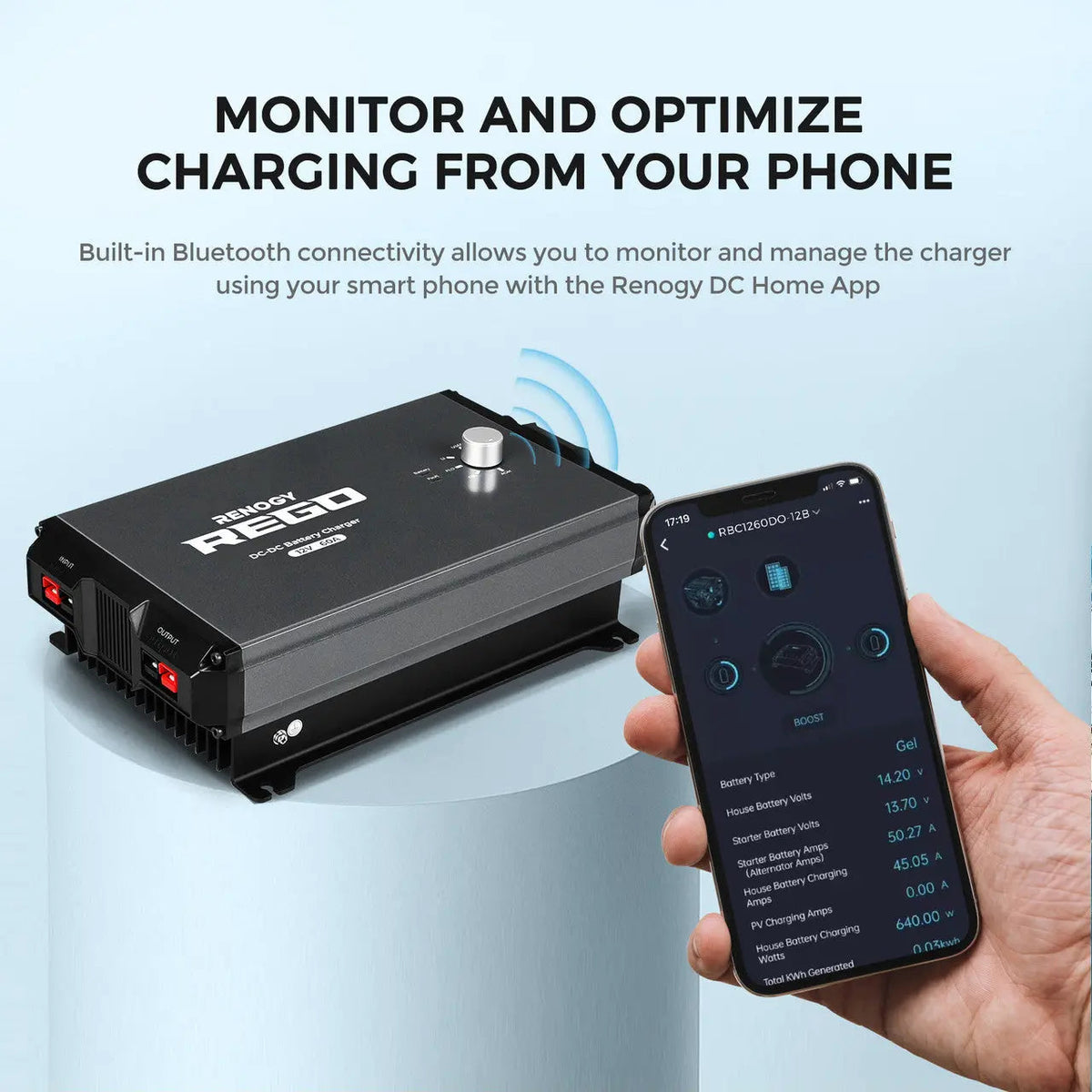 Renogy - 12V - 60A - Rego DC-DC Battery Charger with Bluetooth