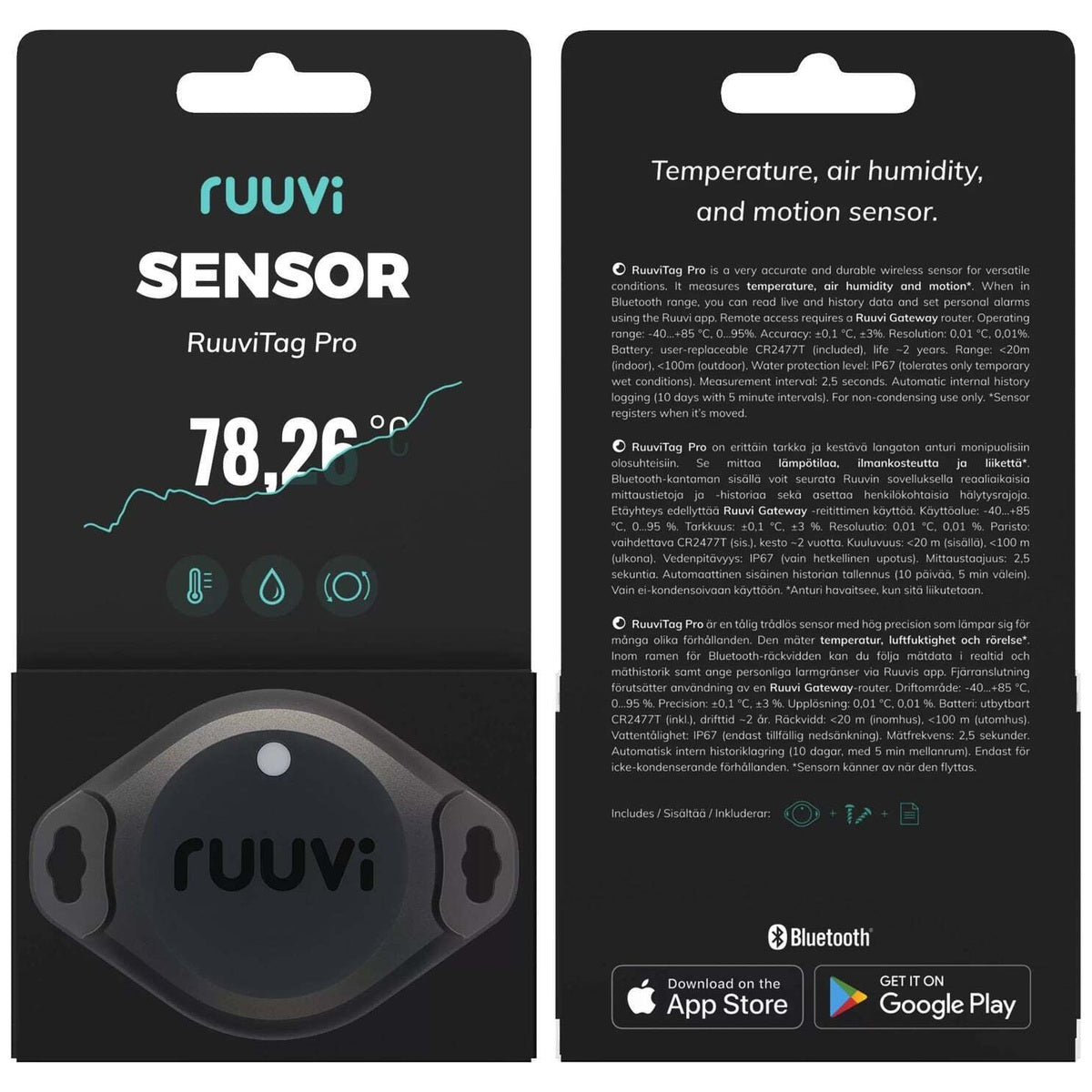 Ruuvi - Tag Pro Sensor (2in1) - Wireless Temperature and Motion Sensor