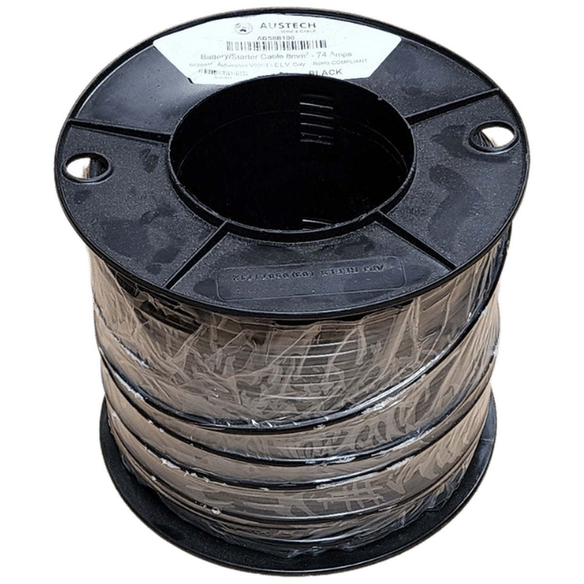 Austech - 8B&S (8mm²) Black Single Core Automotive Cable - Australian Made - 100m Roll