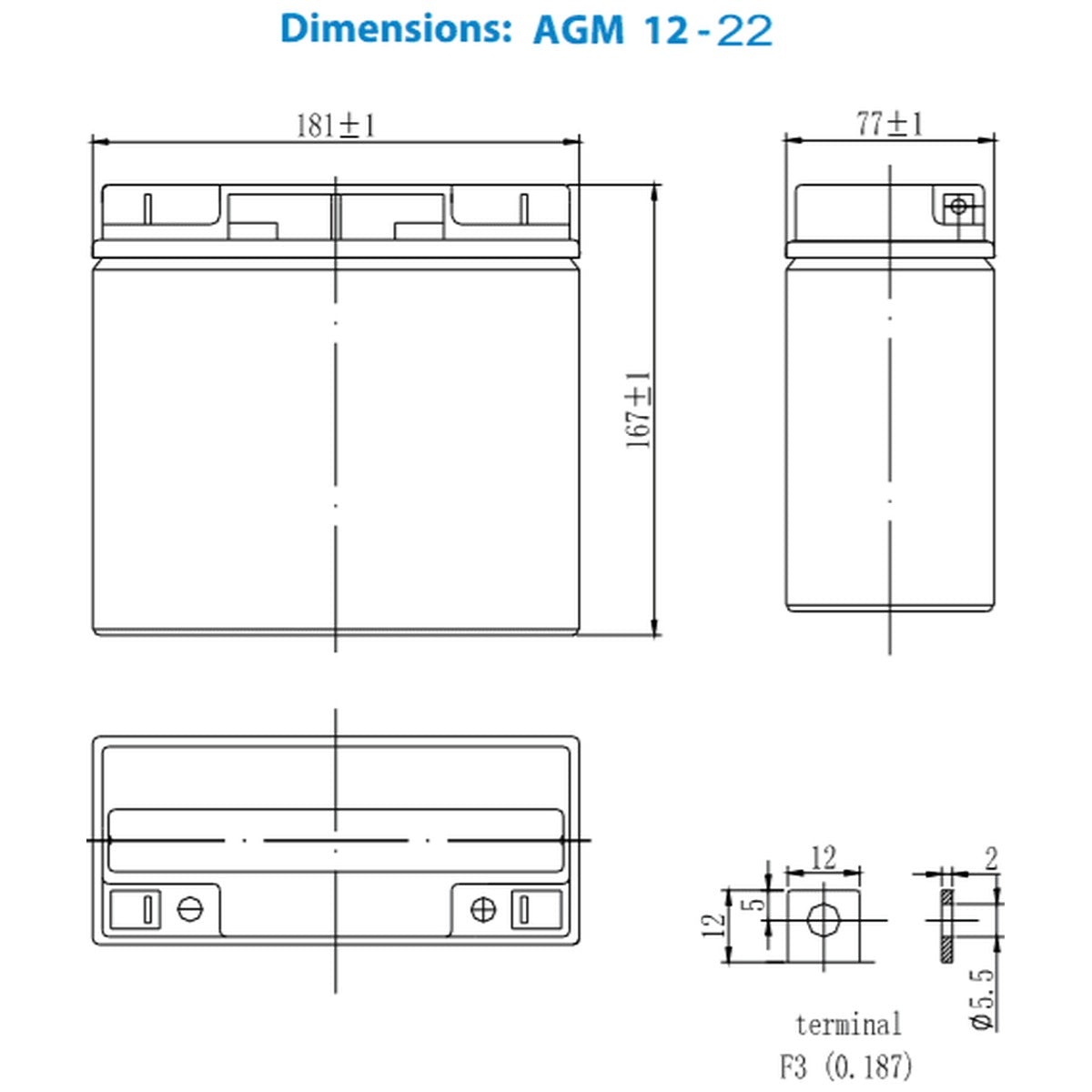 Victron Energy - 12V - 22AH - AGM Deep Cycle Battery