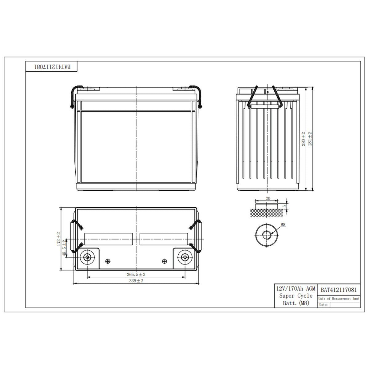 Victron Energy - 12V - 170AH - AGM Super Cycle Deep Cycle Battery