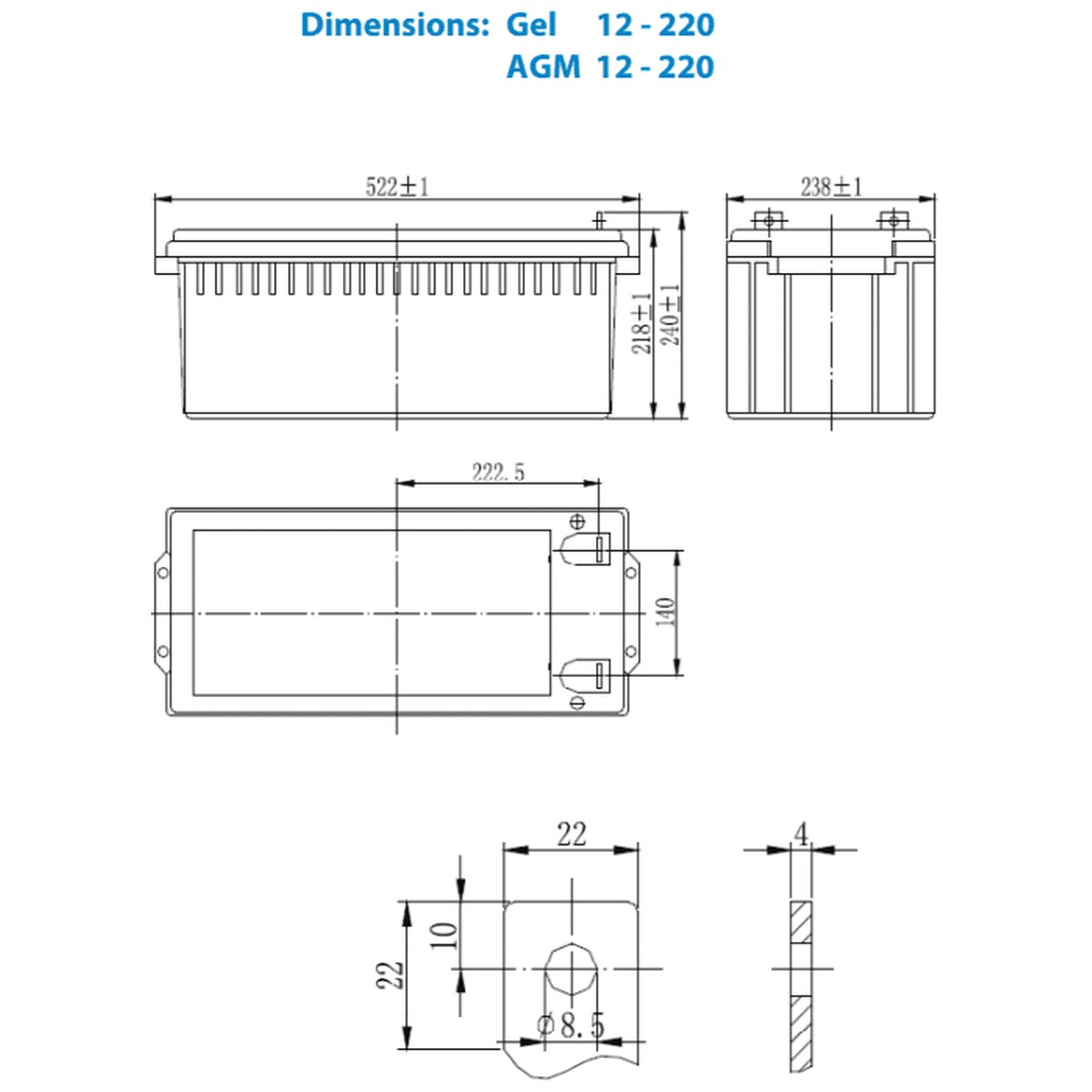 Victron Energy - 12V-220AH - AGM Deep Cycle Battery
