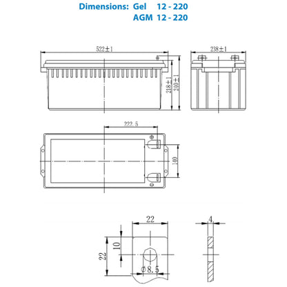 Victron Energy - 12V-220AH - AGM Deep Cycle Battery