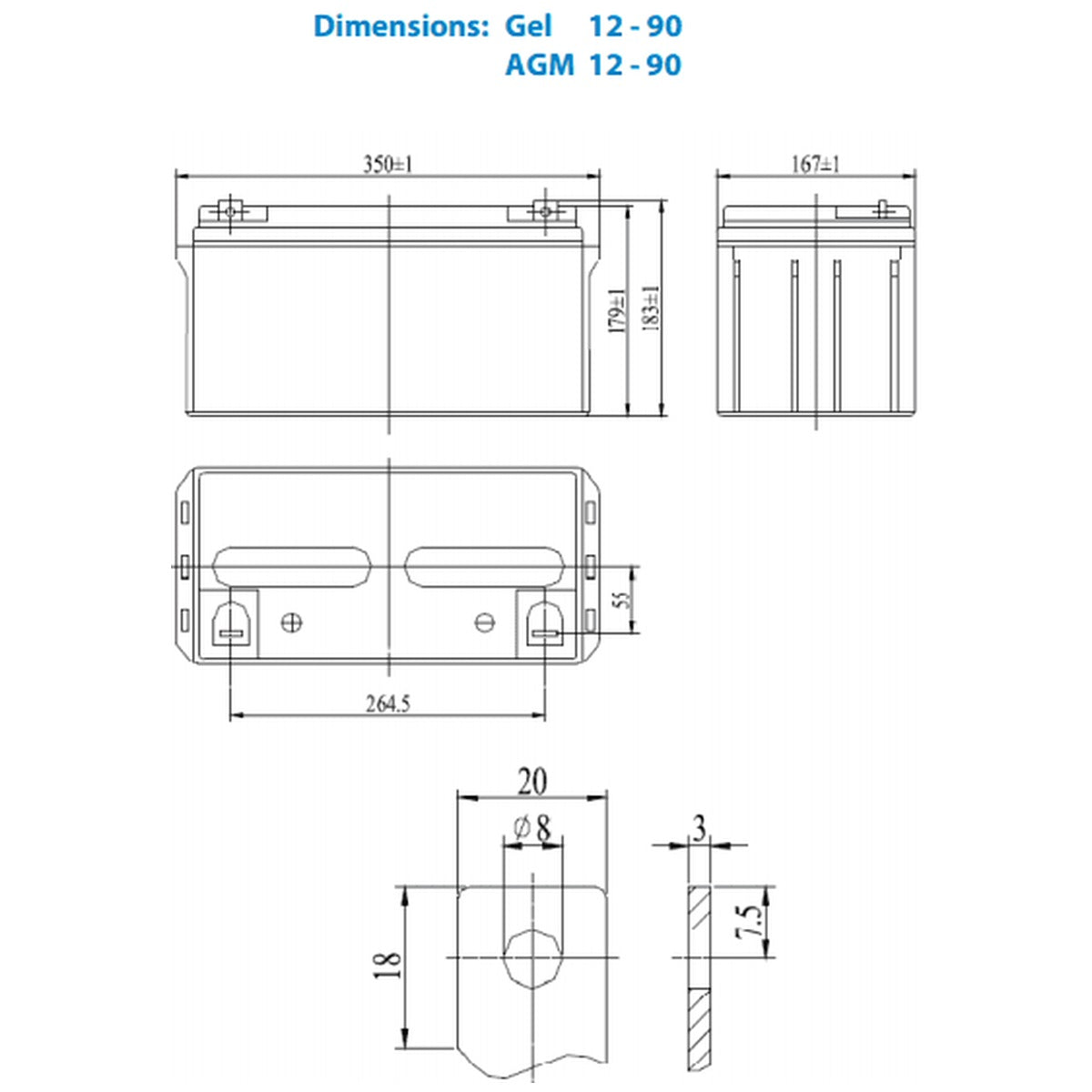 Victron Energy - 12V - 90AH - AGM Deep Cycle Battery