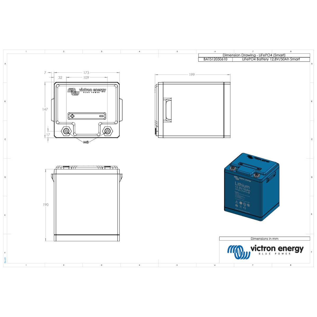 Victron Energy - 12V - 50AH - Smart LiFePO4 Lithium Battery
