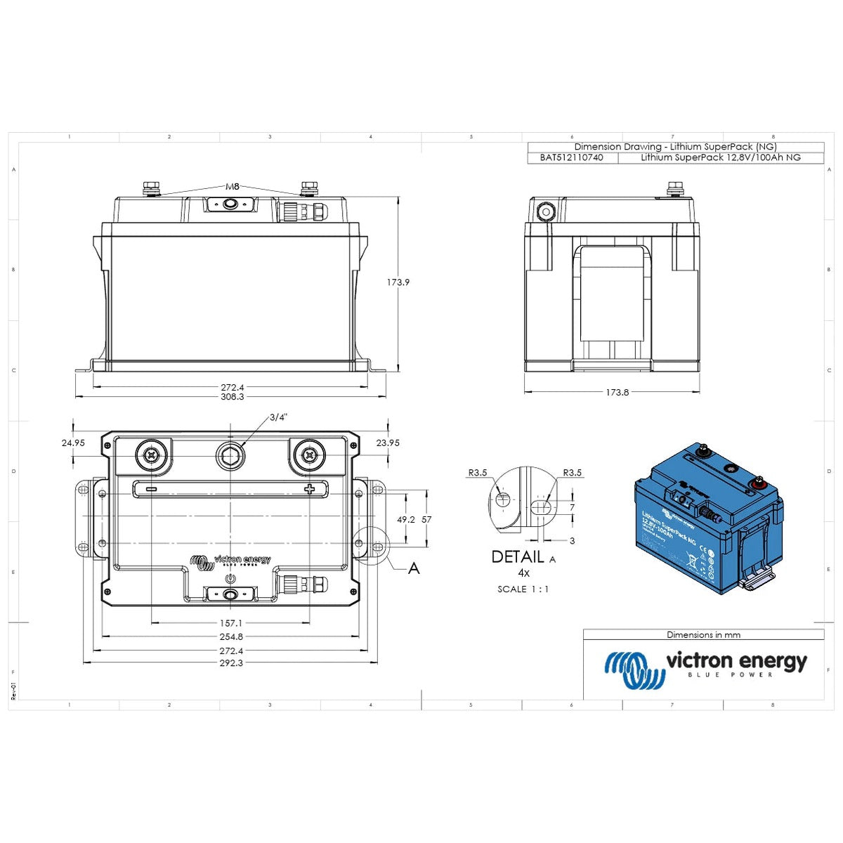 Victron Energy - 12V - 100AH - SuperPack NG Lithium Battery