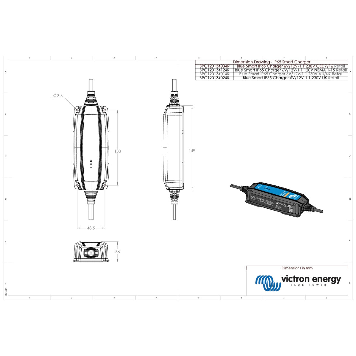 Victron Energy - 6/12V - BlueSmart - 6/12-1.1A - BlueSmart - IP65 - Battery Charger