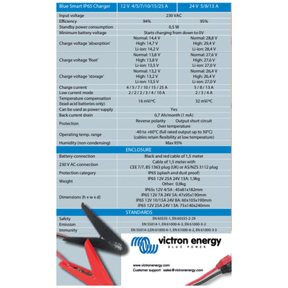 Victron Energy - 12V - BlueSmart - 12/5A - BlueSmart - IP65 - Battery Charger
