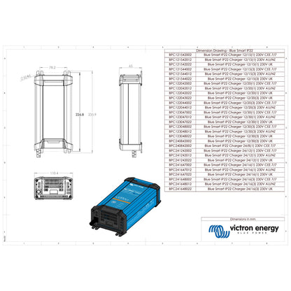 Victron Energy - 12V - BlueSmart - 12/20A (3) - BlueSmart - IP22 - Battery Charger