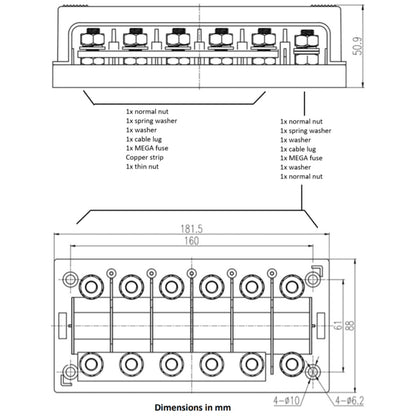 Victron Energy - Fuse Holder 6-Way for MEGA-fuse