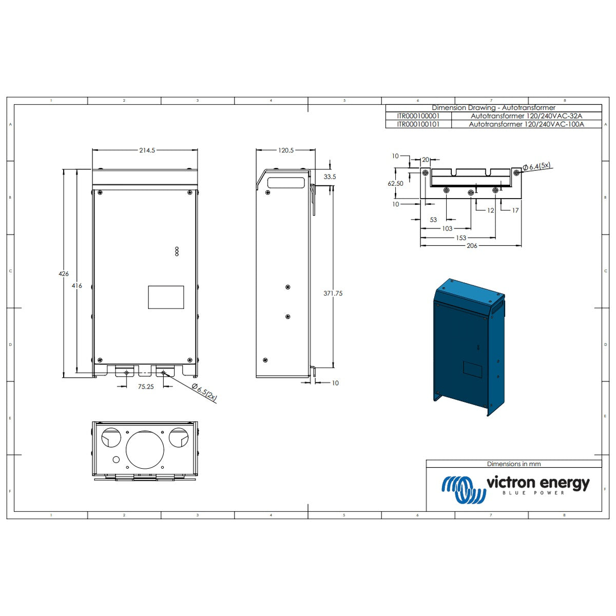 Victron Energy -  120/240VAC - 32A - Autotransformer