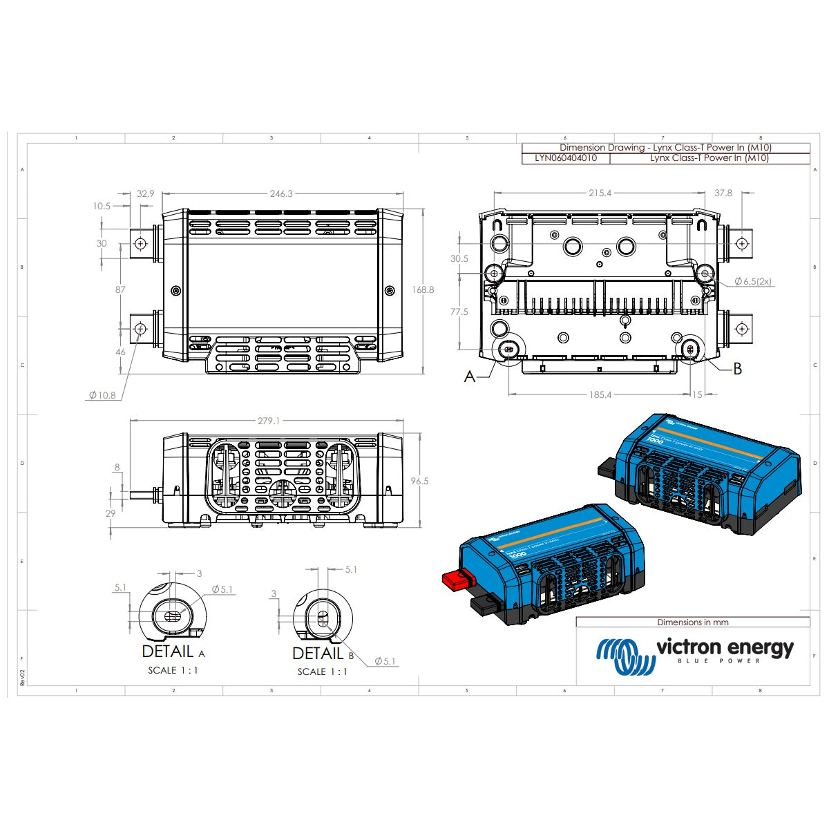 Victron Energy - 1000A - Lynx Class-T Power In - M10