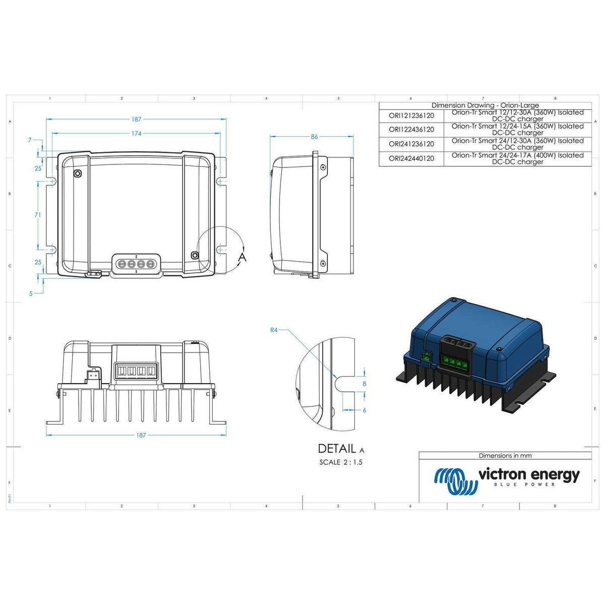 Victron Energy - 12V to 24V - Orion-Tr Smart - 12/24-15A - Isolated DC-DC Charger