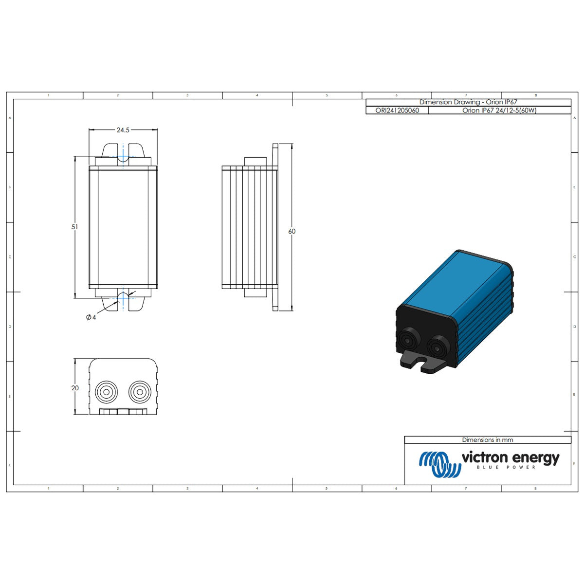 Victron Energy - 24V to 12V - 5A - Orion 24/12-5A Non-Isolated IP67 - DC-DC Converter