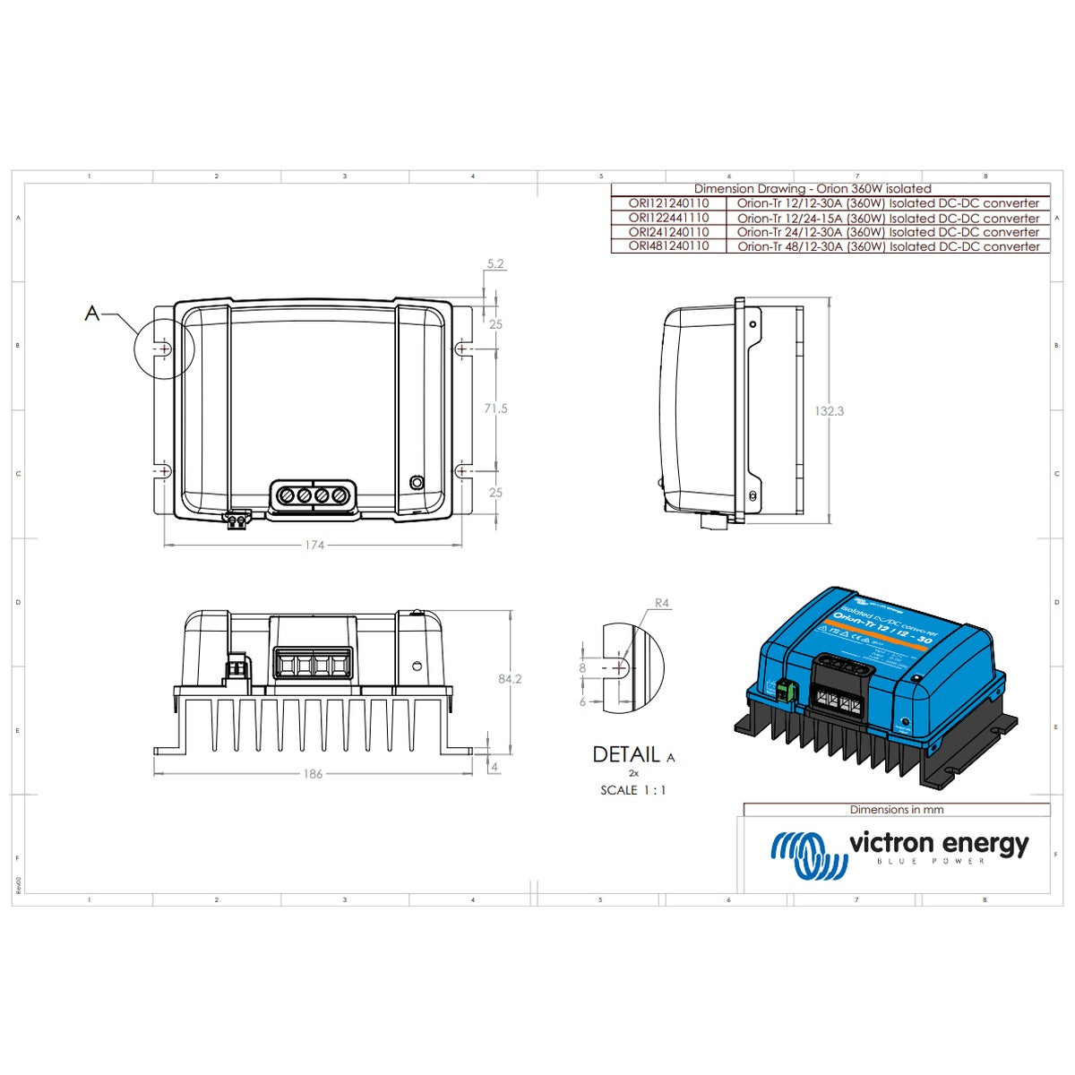 Victron Energy - 48V to 12V - Orion-Tr - 48/12-30A - Isolated DC-DC Converter