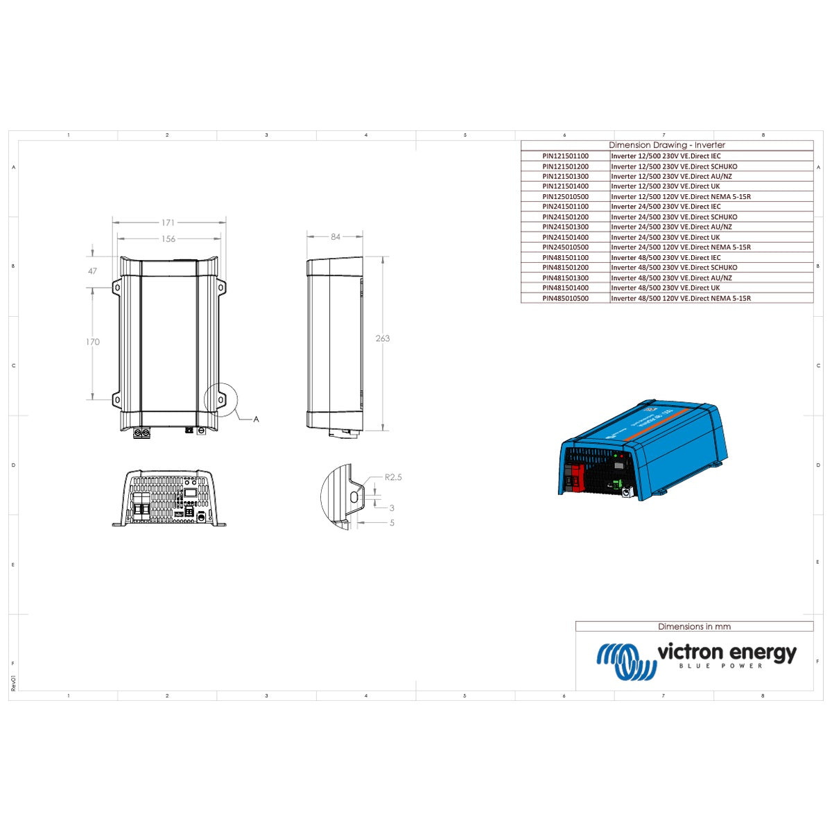 Victron Energy - 24V - 500VA - 24/500 - Phoenix VE.Direct - Inverter