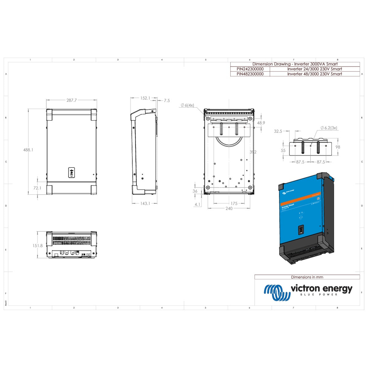 Victron Energy - 48V - 3000VA - 48/3000 - Phoenix Smart - Inverter