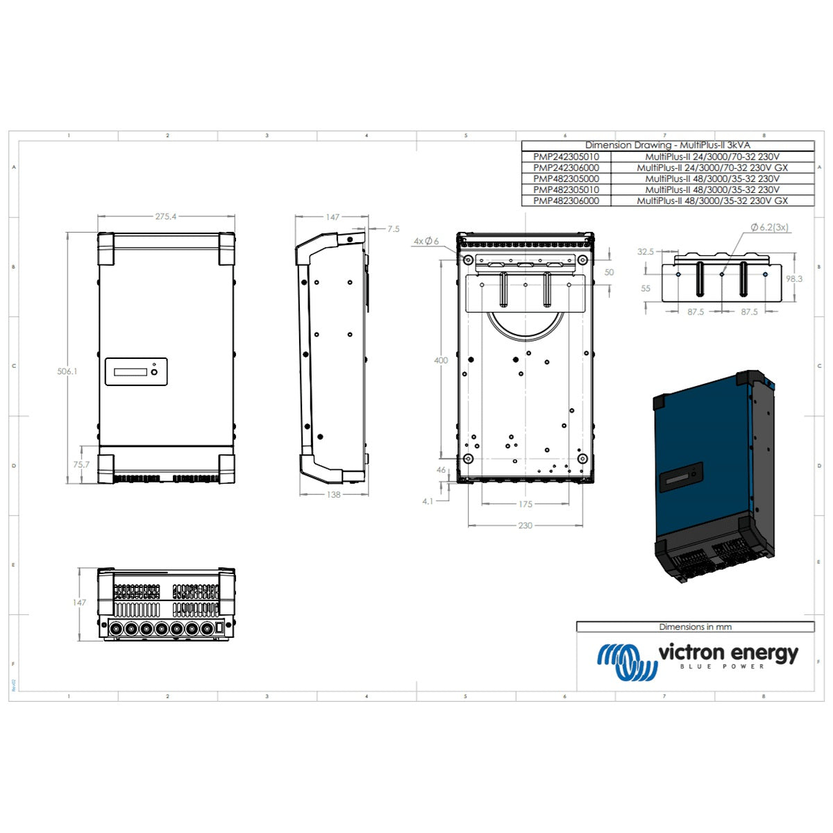 Victron Energy - 24V - 3000VA MultiPlus-II 24/3000/70-32 Inverter/Charger
