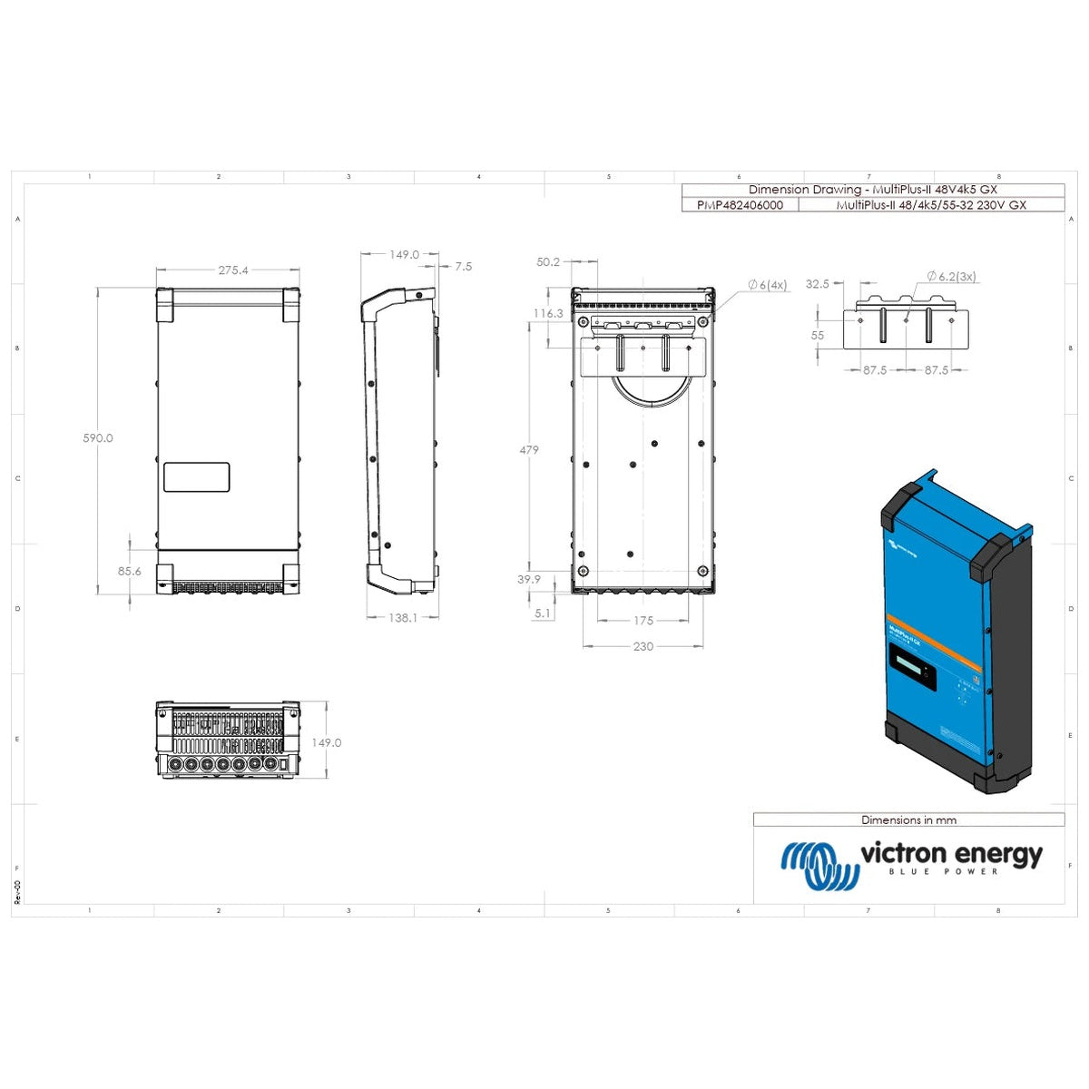 Victron Energy - 48V - 4500W - MultiPlus-II 48/4k5/55-32 GX - Inverter/Charger