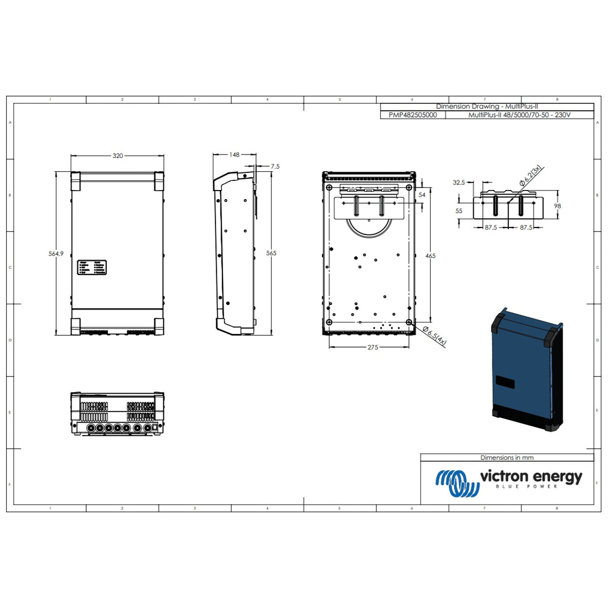 Victron Energy - 48V - 5000VA MultiPlus-II 48/5000/70-50 - Inverter/Charger