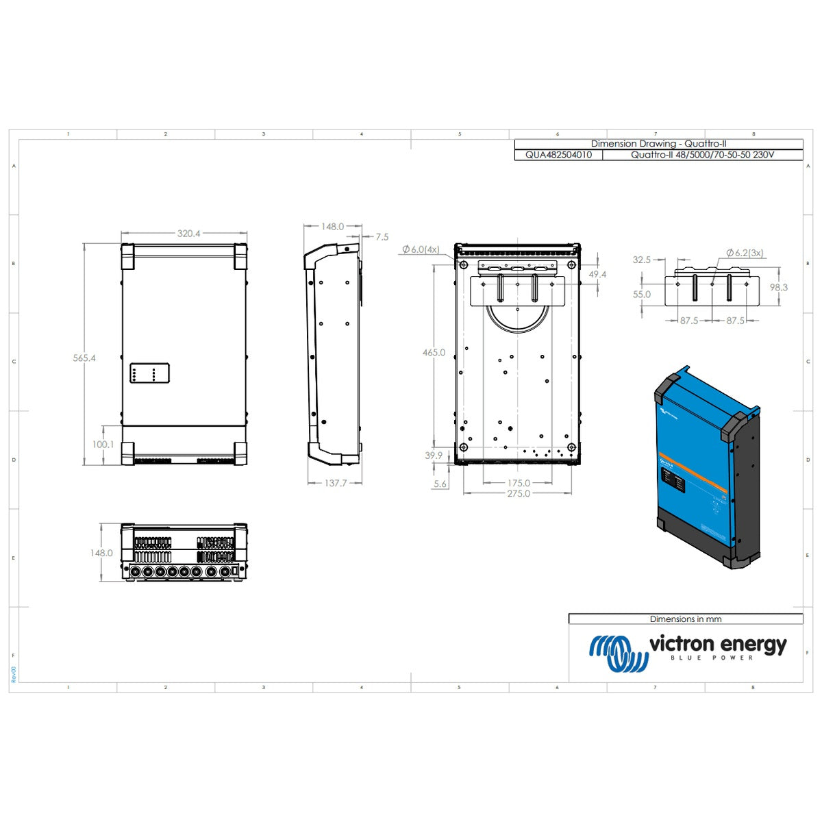 Victron Energy - 48V - 5000VA Quattro-II 48/5000/70-50/50 - Inverter/Charger