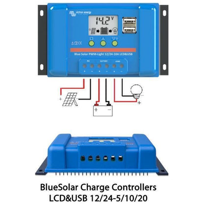 Victron Energy - 12/24V - 10A - BlueSolar PWM - LCD & USB - Solar Charge Controller