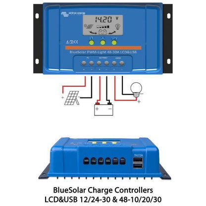 Victron Energy - 48V - 10A - BlueSolar PWM-LCD & USB - Solar Charge Controller