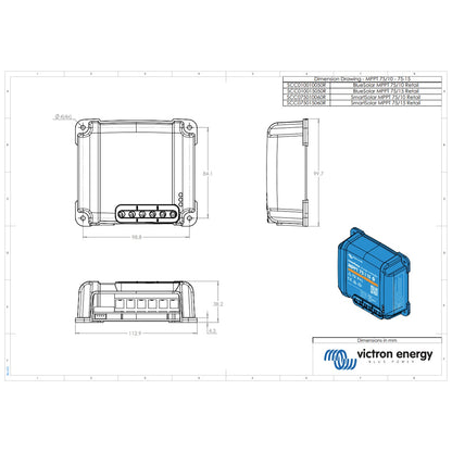 Victron Energy - 12/24V - 15A - SmartSolar 75/15 - Bluetooth - MPPT Solar Charge Controller