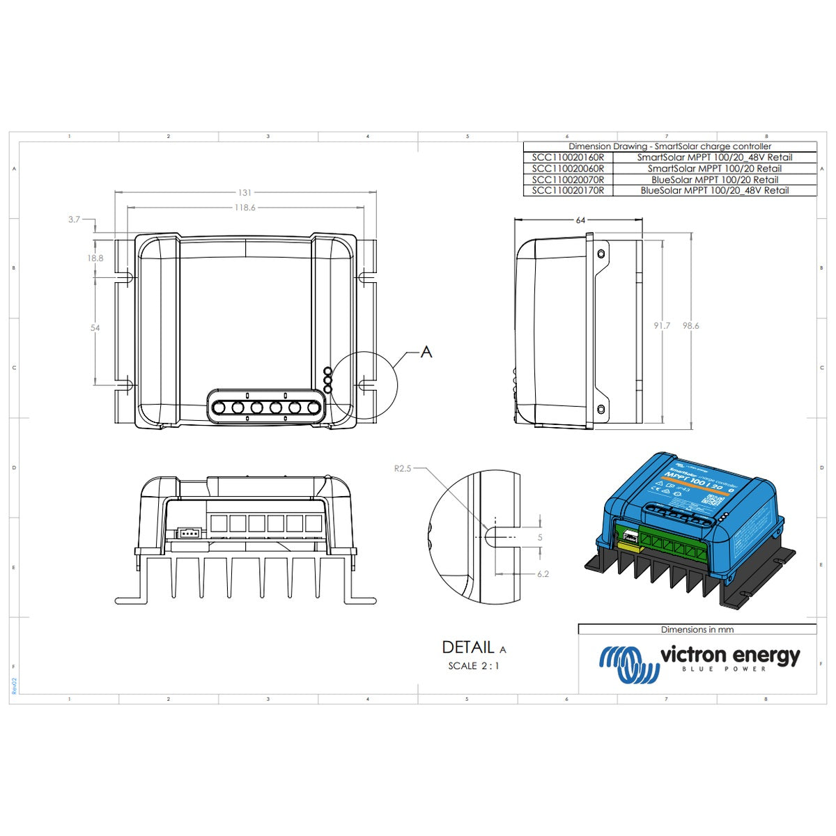 Victron Energy - 12/24/48V - 20A - SmartSolar 100/20 - Bluetooth - MPPT Solar Charge Controller
