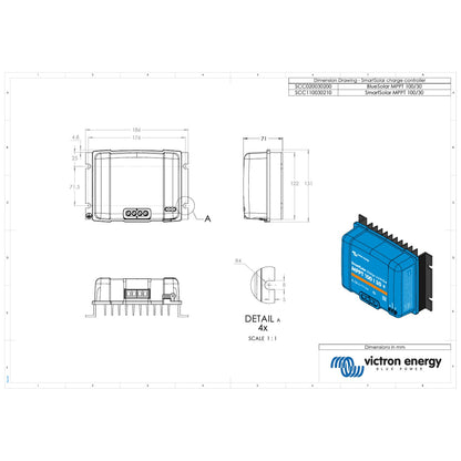 Victron Energy - 12/24V - 30A - SmartSolar 100/30 - Bluetooth - MPPT Solar Charge Controller