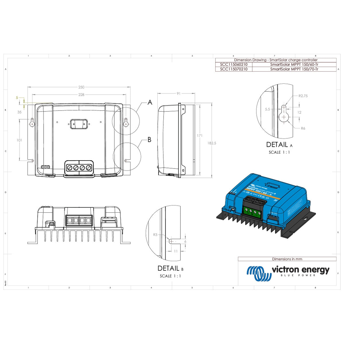 Victron Energy - 12/24/48V - 60A - SmartSolar 150/60-Tr - Bluetooth - MPPT Solar Charge Controller