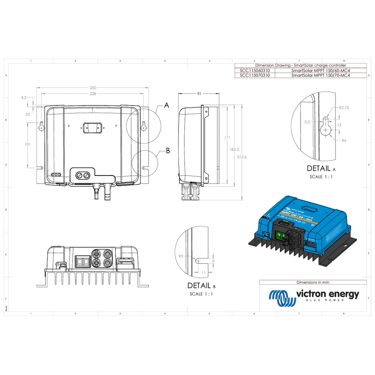 Victron Energy - 12/24/48V - 60A - SmartSolar 150/60-MC4 - Bluetooth - MPPT Solar Charge Controller