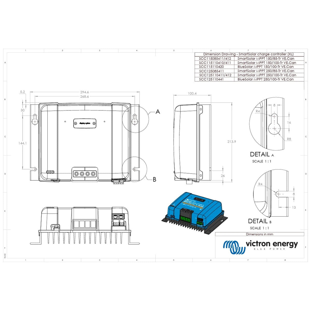 Victron Energy - 12/24/48V - 100A - SmartSolar 250/100-MC4 VE.CAN - Bluetooth - MPPT Solar Charge Controller